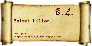Balsai Lilian névjegykártya